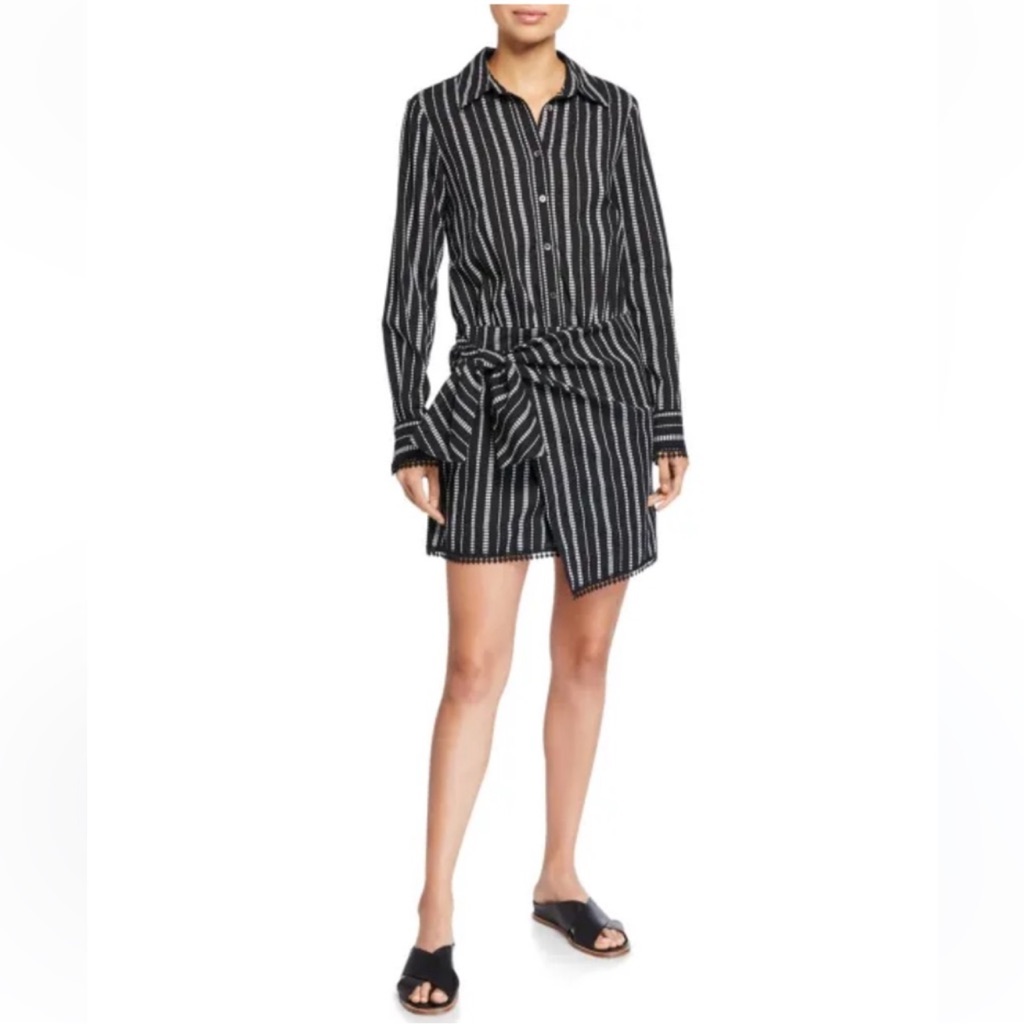 Derek Lam 10 Crosby Eunice Black And White Striped Shirt Dress